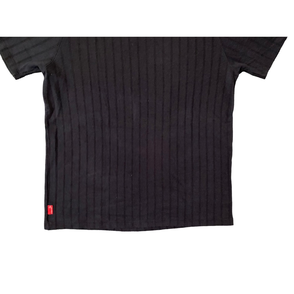 Guess Mens Large Black Ribbed V-Neck Raglan Short Sleeve T-Shirt Knit Top - Picture 12 of 12